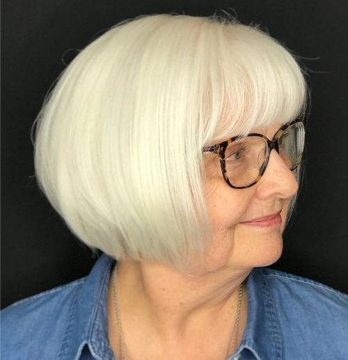 Silver Bob for Thick hair Over 50